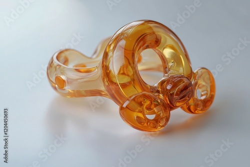 A meticulously designed baby pacifier with an orthodontic shape that aids in preventing dental misalignment in infants, presented on a pure white background. photo