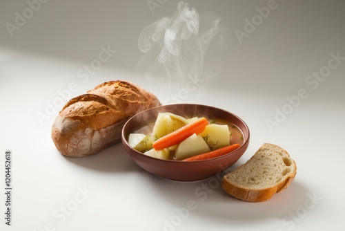 Warm Vegetable Soup with Crusty Bread photo