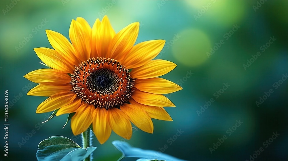 Fototapeta premium Vibrant Sunflower in a Serene Setting