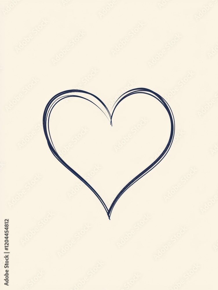 Simple line drawing of a heart on a soft beige background conveying warmth and affection in a minimalist design. Generative AI Simple line drawing of a heart on a soft beige background conveying warmth and affection in a minimalist design. Generative AI
