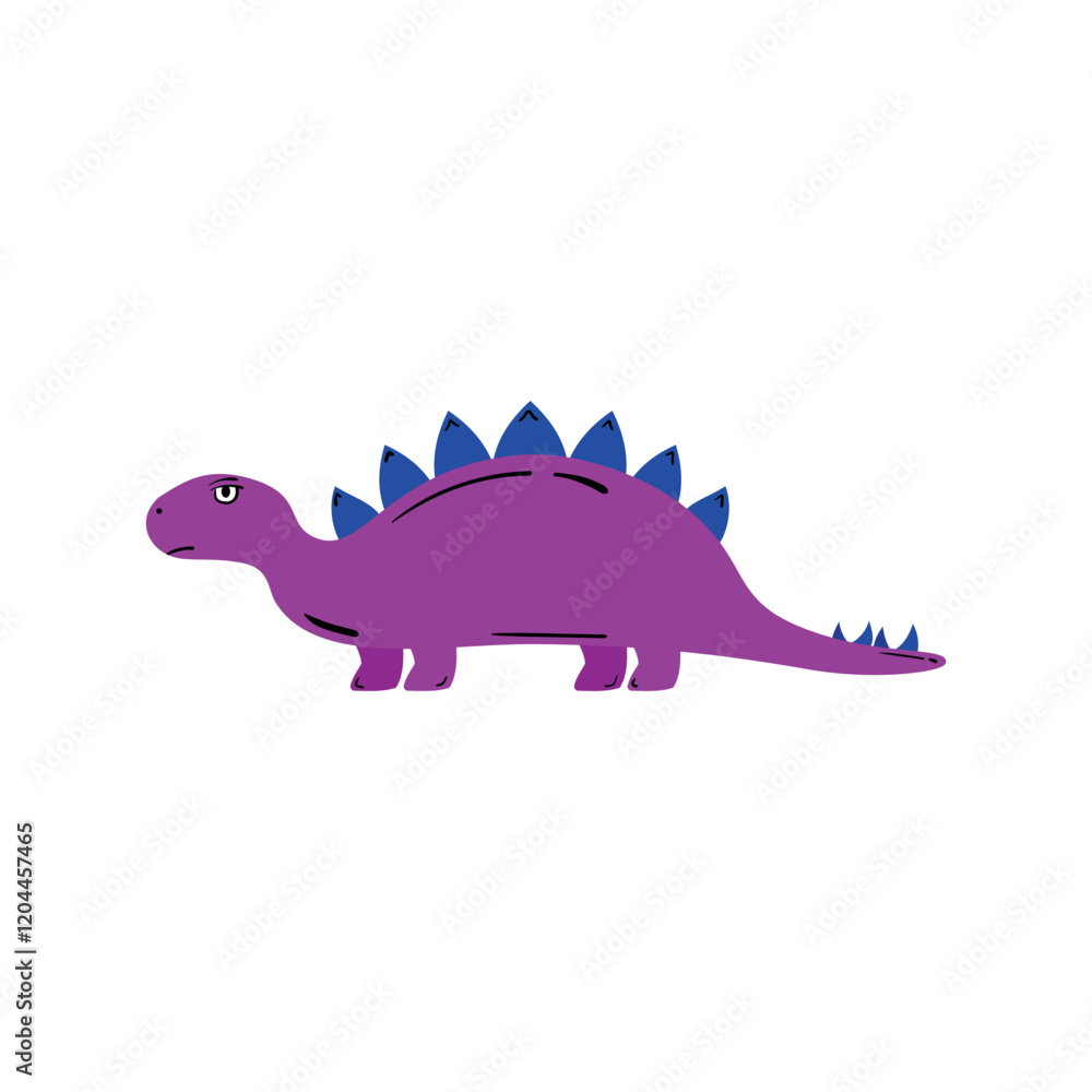Fototapeta premium Flat purple stegosaur vector illustration