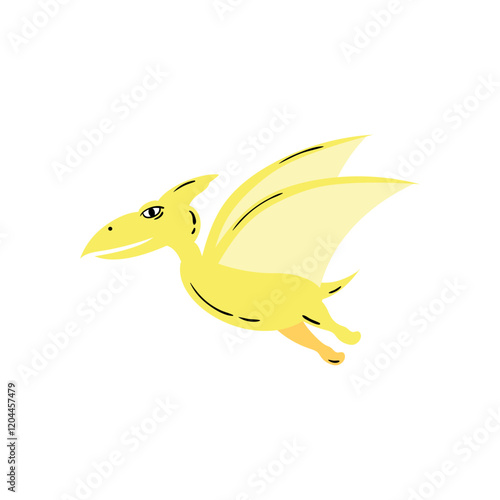 Flat yellow pterodactyl vector illustration