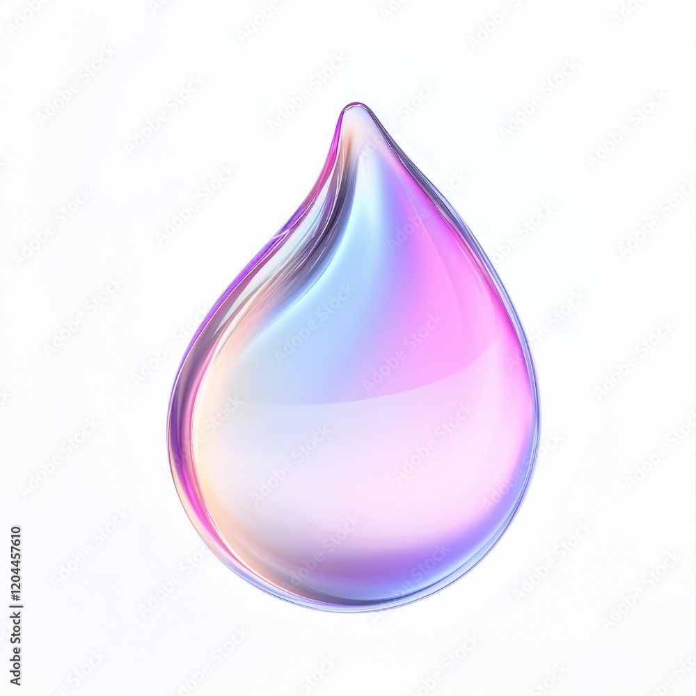 Colorful water droplet with mesmerizing light reflection on a white background. Generative AI Colorful water droplet with mesmerizing light reflection on a white background. Generative AI