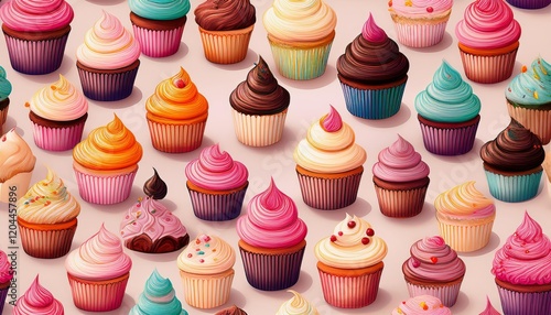 Repeated pattern of cupcakes