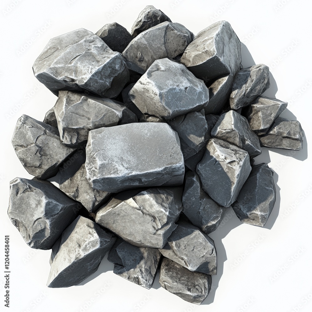 Pile of rock isolated on white Pile of rock isolated on white