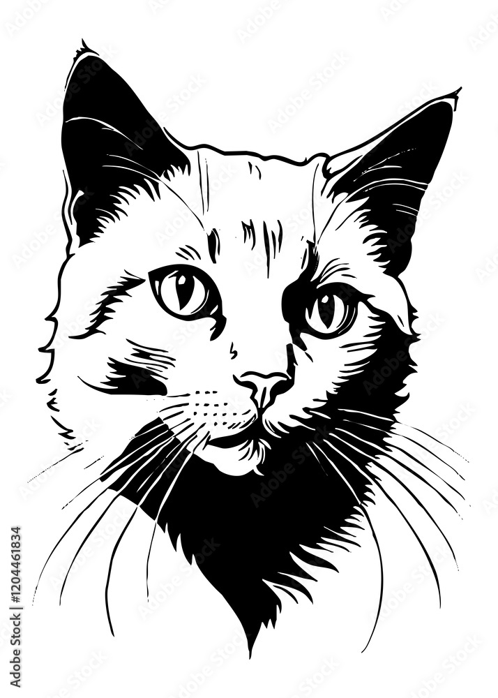 Obraz premium Cat . Animal black and white illustration . Logo design, for use in graphics.