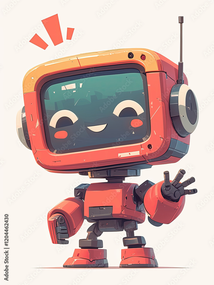 Fototapeta premium A friendly, approachable robot with glowing features, inviting companionship and a sense of calm and joy.