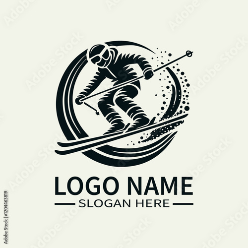 Freestyle Skater Logo Design, Aerial Skiing Logo, Extreme Sports Logo