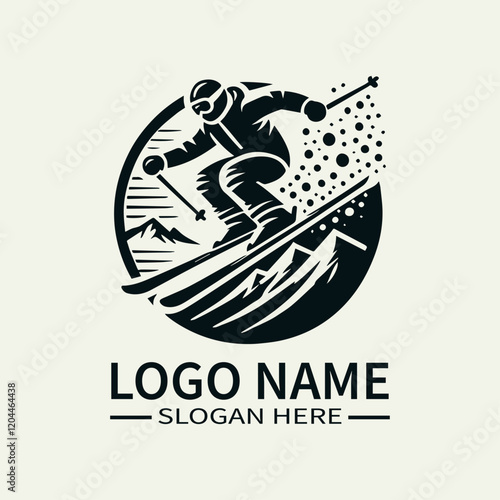 Freestyle Skater Logo Design, Aerial Skiing Logo, Extreme Sports Logo