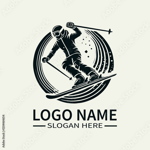 Freestyle Skater Logo Design, Aerial Skiing Logo, Extreme Sports Logo