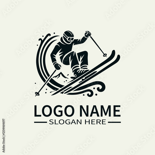 Freestyle Skater Logo Design, Aerial Skiing Logo, Extreme Sports Logo