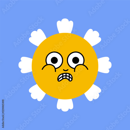 Daisy flower smiling face, cute sunflower emoji for different emotions, great for adding joy to your designs