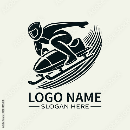 Bobsled Athlete Logo Design, Ice Racing Logo, Adrenaline Rush Logo