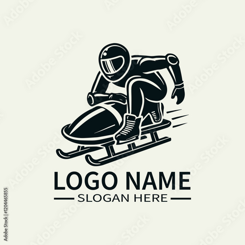 Bobsled Athlete Logo Design, Ice Racing Logo, Adrenaline Rush Logo