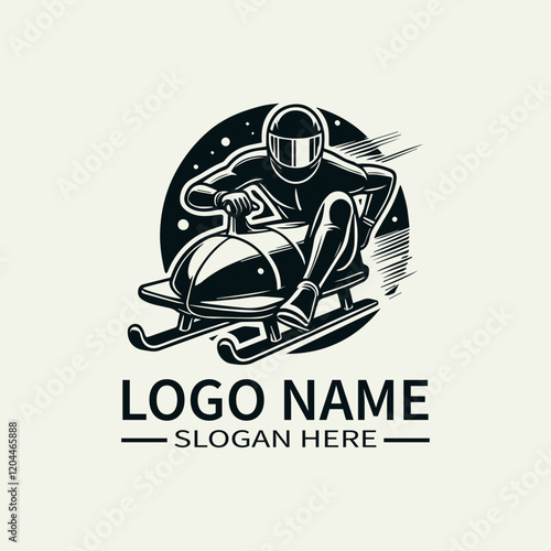 Bobsled Athlete Logo Design, Ice Racing Logo, Adrenaline Rush Logo