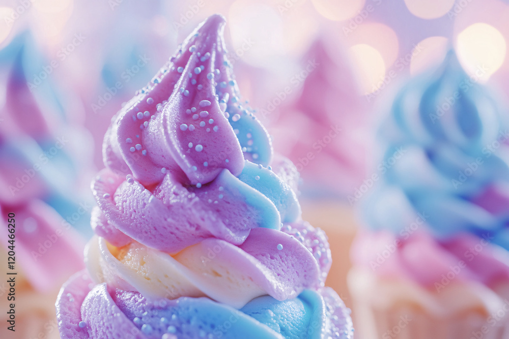 Elegant Trio of Pastel Ice Cream Cones with Delicate Sprinkles Elegant Trio of Pastel Ice Cream Cones with Delicate Sprinkles