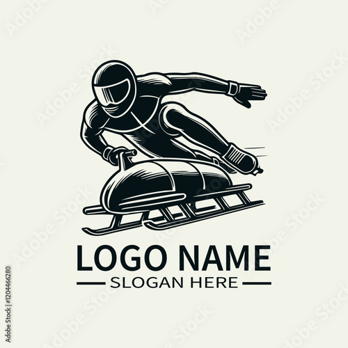Bobsled Athlete Logo Design, Ice Racing Logo, Adrenaline Rush Logo