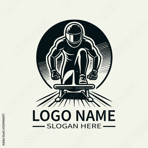 Bobsled Athlete Logo Design, Ice Racing Logo, Adrenaline Rush Logo
