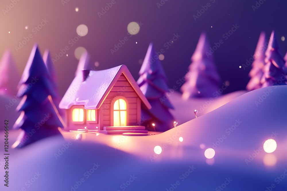 Fototapeta premium Enchanted Winter Cabin in the Snow