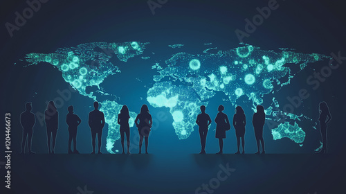 Wallpaper Mural abstract professional business team people innovation connection of line from nail node to node on map background , networking concept Torontodigital.ca