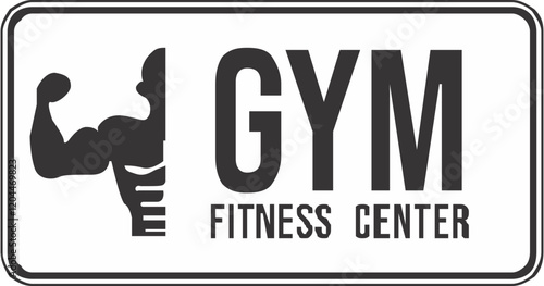 Warning sign, GYM Fitness central ahead