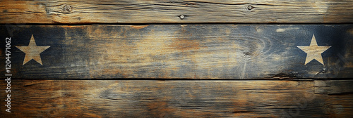 Rustic wooden planks with faded black stars decor