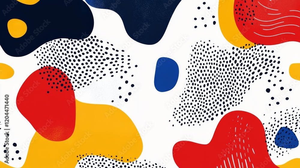 Fototapeta premium Abstract Colorful Fluid Shapes Background Design Modern Artistic Red Yellow Blue White Dots Pattern Texture Vector 