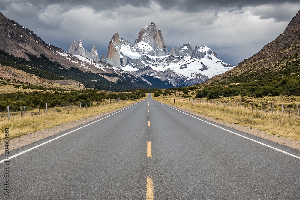 Fototapeta premium Scenic Road Trip to Majestic Fitz Roy Mountain