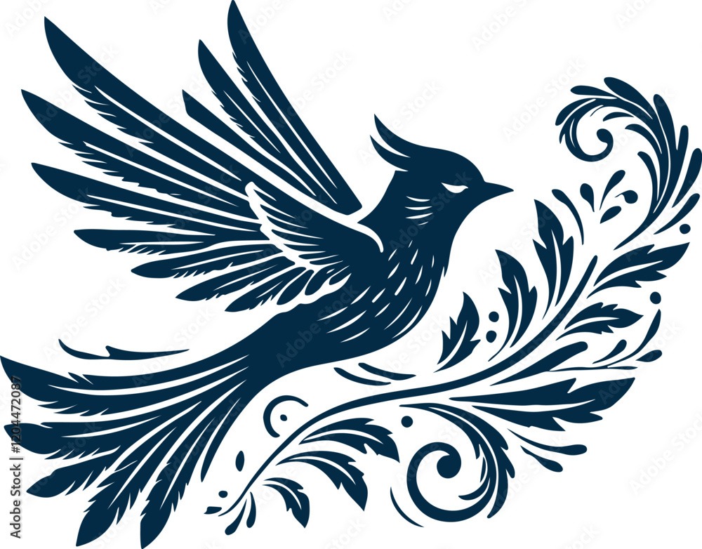 Obraz premium Bird silhouette vector white background