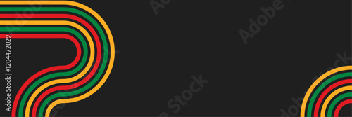 Groovy background 70s with waves in concept of juneteenth, Black history month. Abstract wavy line pattern in 1970s hippie retro style. Vector illustration