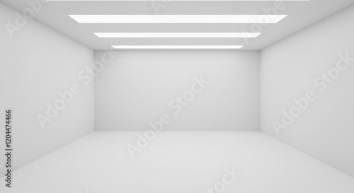 Wallpaper Mural Clean White Empty Room Modern Interior with Recessed Lighting for Product Display. concepts of minimalism, cleanliness, and modernity. Torontodigital.ca