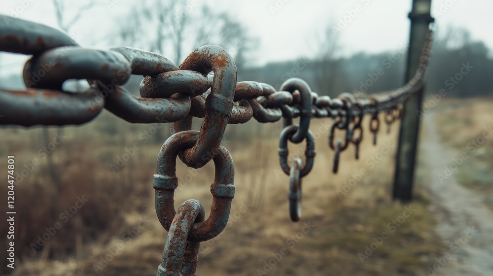 A close-up of rusted chain links stretches into the foggy distance, evoking a sense of connectivity through time and weathered resilience. A close-up of rusted chain links stretches into the foggy distance, evoking a sense of connectivity through time and weathered resilience.