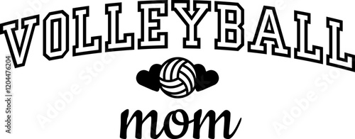Volleyball mom text isolated on a transparent background vector graphic