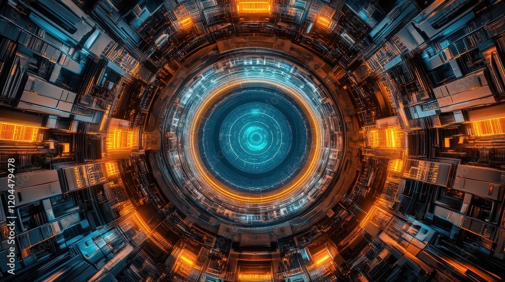 Fototapeta premium Futuristic Circular Technological Core System Design