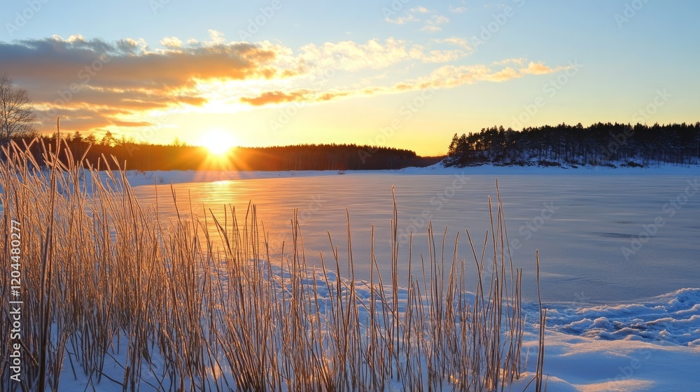 Reed grass silhouetted against a winter sunset. Reed grass silhouetted against a winter sunset.