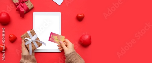Female hands with tablet co...