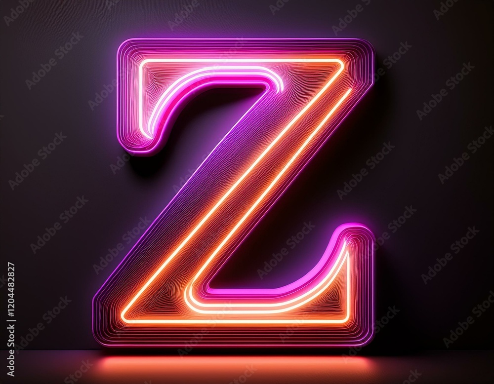 glowing neon letter z symbol alphabet word sign symbol business and commerce sign generative ai technology