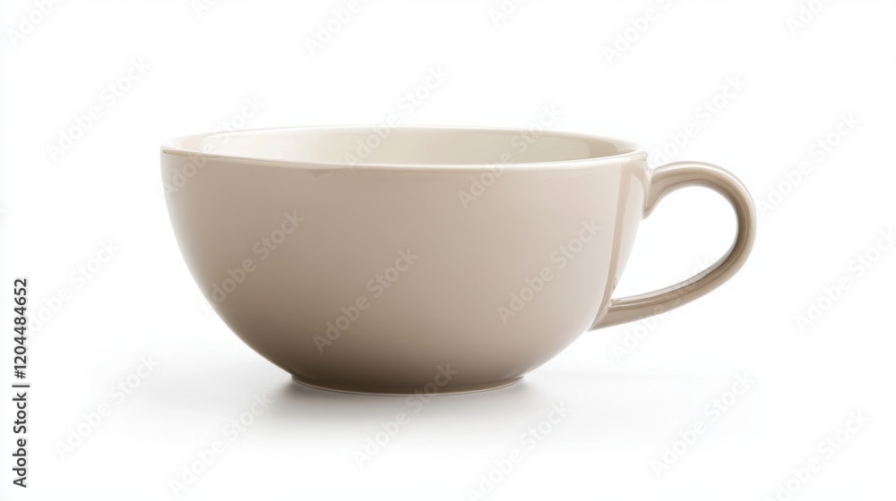 Elegant beige ceramic cup on white background Elegant beige ceramic cup on white background