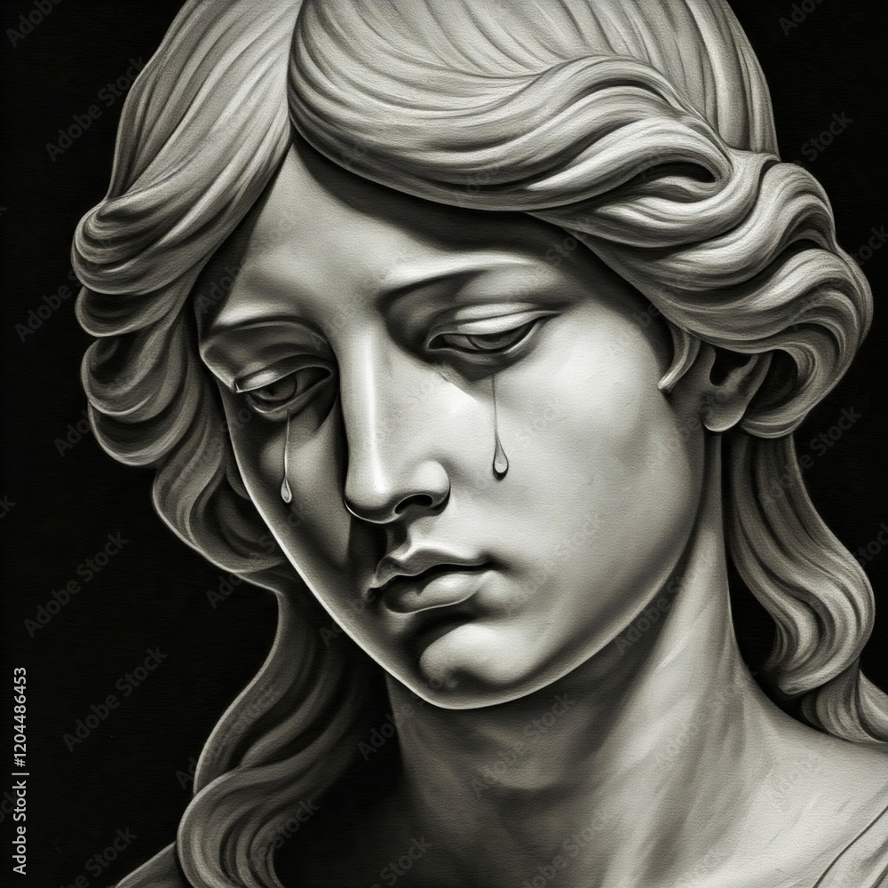 Fototapeta premium Sculpture of a weeping angel. 