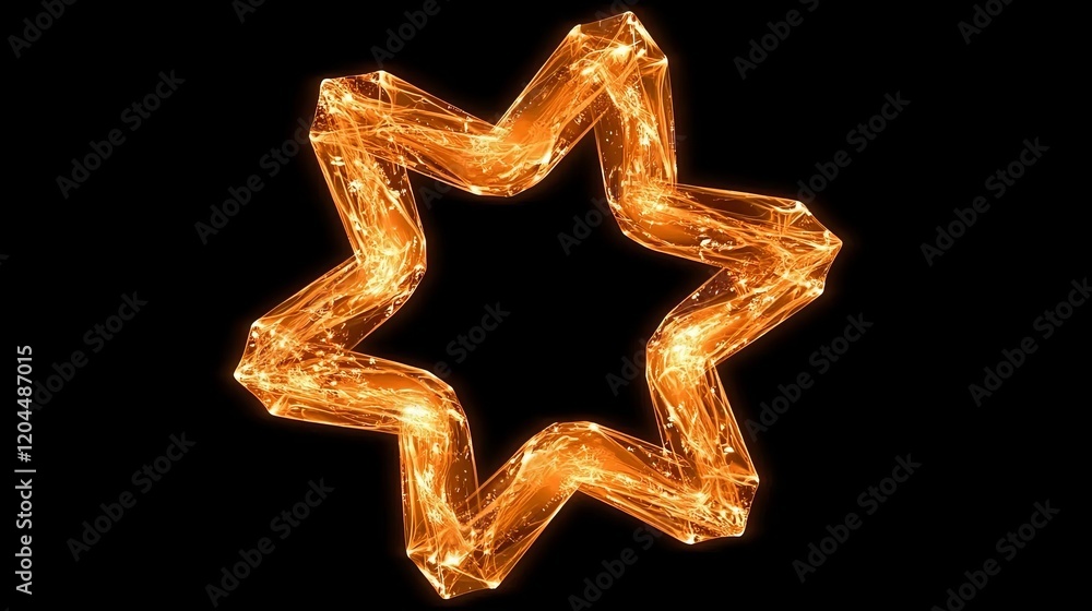 Bright yellow glowing star shaped frame isolated on black color. Bright yellow glowing star shaped frame isolated on black color.