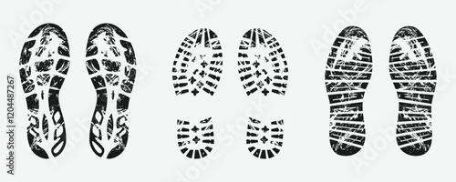 illustration of black footprints on white background