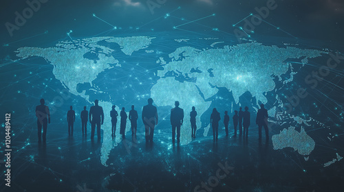 Wallpaper Mural abstract professional business team people innovation connection of line from nail node to node on map background , networking concept Torontodigital.ca