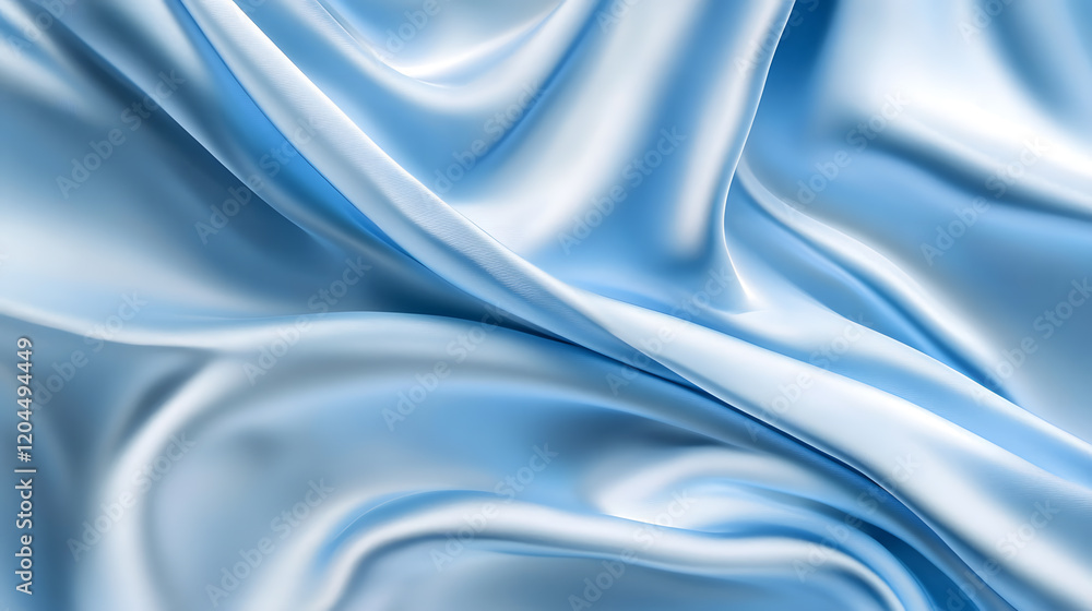 Silk-like blue fabric gently crumpled, creating soft reflections. Silk-like blue fabric gently crumpled, creating soft reflections.