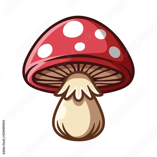 small mushroom isolated colored drawing line art style sketch classic vintage design illustration