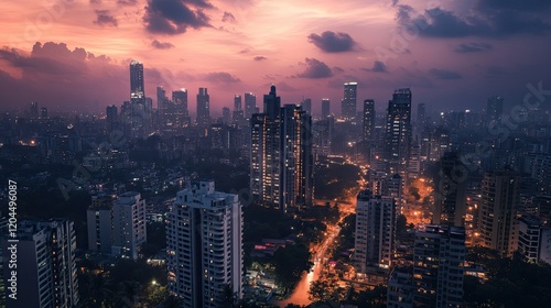 Wallpaper Mural "The Indian flag artistically integrated into a vibrant cityscape, showcasing modern culture Torontodigital.ca