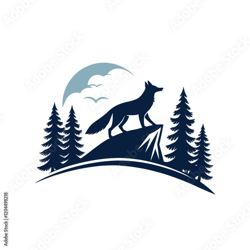 fox,Adventure fox silhouette vector line art logo design