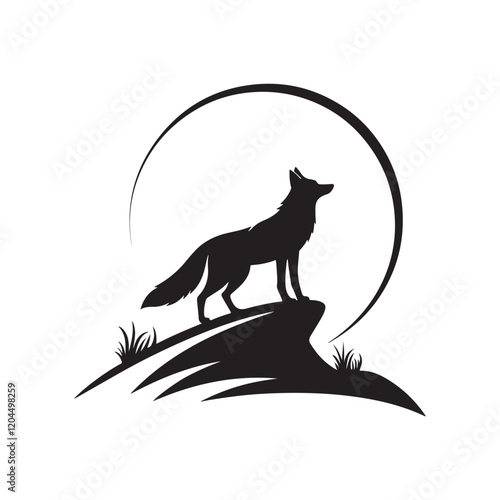 fox,Adventure fox silhouette vector line art logo design photo