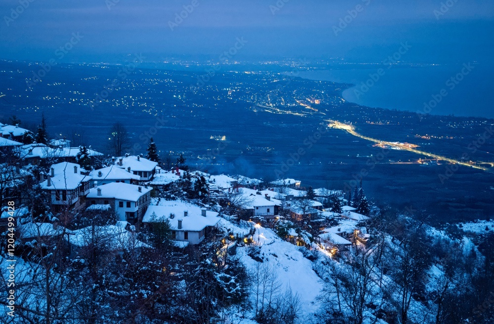 Fototapeta premium Palios Panteleimonas is a traditional settlement built on the slopes of Mount Olympus at an altitude of 500m.