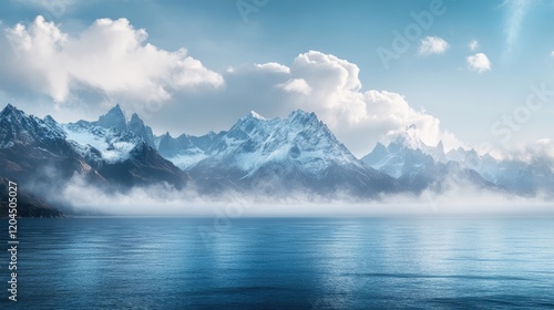 Wallpaper Mural Chile map emerging from misty clouds, with the Andes mountains and Pacific coastline in focus Torontodigital.ca