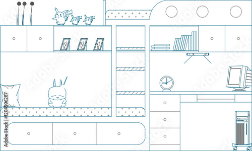 vector sketch, illustration, silhouette, design, decoration, interior decoration, modern vintage classic cupboard.eps